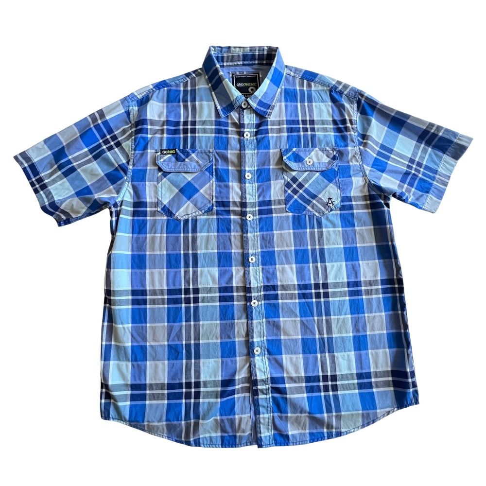 Akademiks Plaid Shirt 3X Button Up Short Sleeve Casual‎ Streetwear Urban Fashion